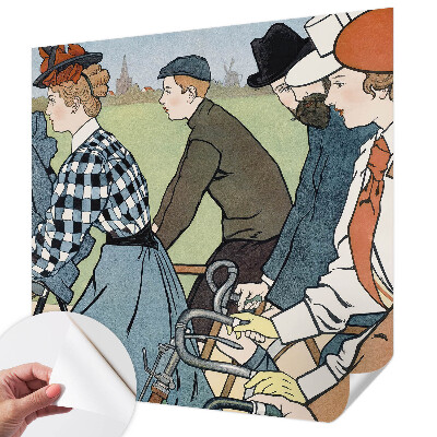18D-Fototapete fürs Wohnzimmer mit Vintage-Motiv eines Radfahrers