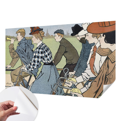 18D-Fototapete fürs Wohnzimmer mit Vintage-Motiv eines Radfahrers