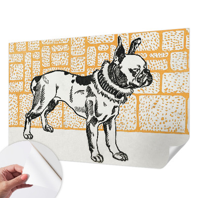 18D-Fototapete fürs Schlafzimmer mit Retro-Hund-Motiv
