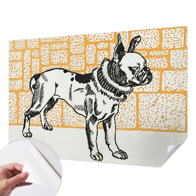 18D-Fototapete fürs Schlafzimmer mit Retro-Hund-Motiv