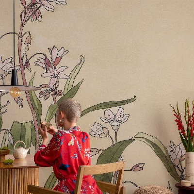 Moderne Fototapete nach Maß Florale Eleganz