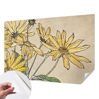 Motivtape­te fürs Wohnzimmer mit Aquarellblumen