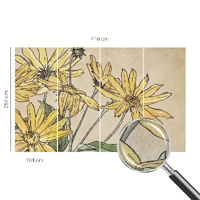Motivtape­te fürs Wohnzimmer mit Aquarellblumen