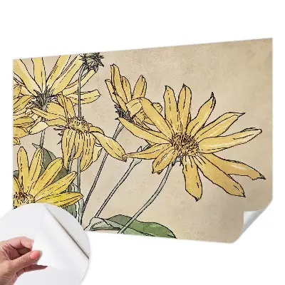 Motivtape­te fürs Wohnzimmer mit Aquarellblumen