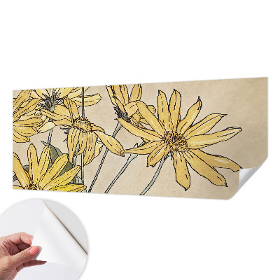 Motivtapete fürs Wohnzimmer Aquarellblumen