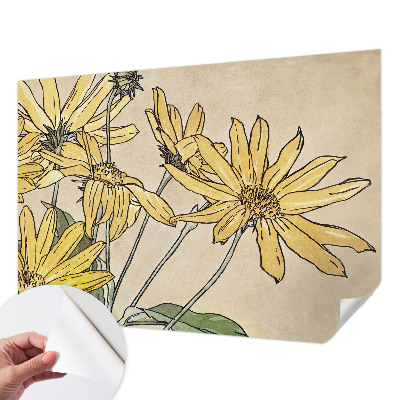 Motivtapete fürs Wohnzimmer Aquarellblumen