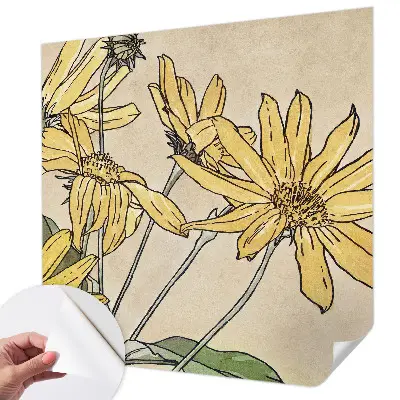 Motivtape­te fürs Wohnzimmer mit Aquarellblumen