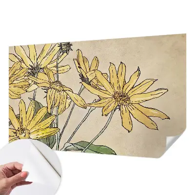 Motivtape­te fürs Wohnzimmer mit Aquarellblumen