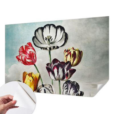 Hochwertige Bildtapete mit bunten Tulpen