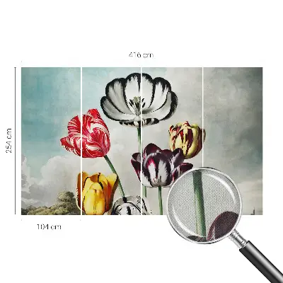 Hochwertige Bildtapete mit bunten Tulpen