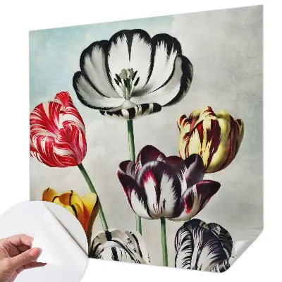 Hochwertige Bildtapete mit bunten Tulpen