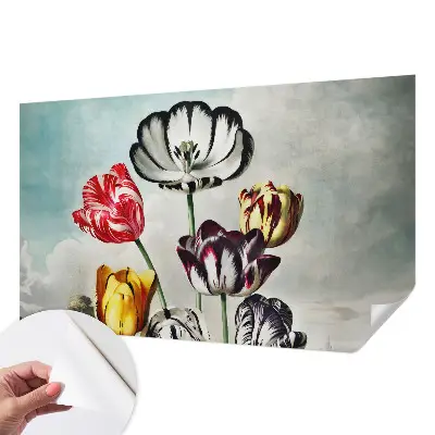 Hochwertige Bildtapete mit bunten Tulpen