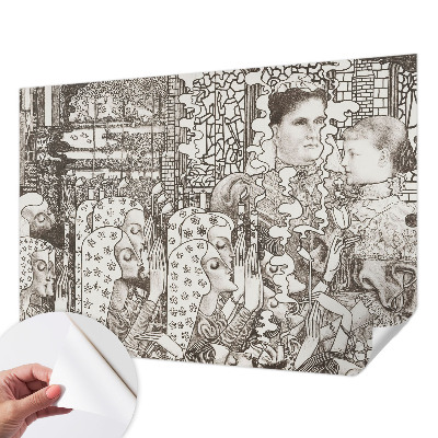 Vintage Tapete mit Blumenporträts