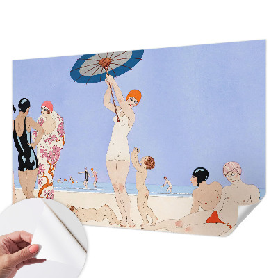 19D-Fototapete fürs Schlafzimmer mit Retro-Strandmotiv