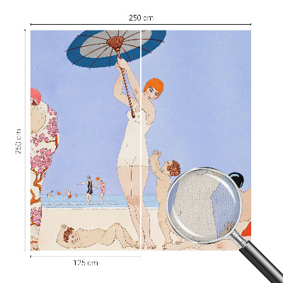 19D-Fototapete fürs Schlafzimmer mit Retro-Strandmotiv
