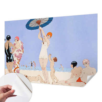 19D-Fototapete fürs Schlafzimmer mit Retro-Strandmotiv