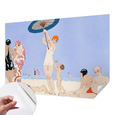 19D-Fototapete fürs Schlafzimmer mit Retro-Strandmotiv
