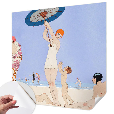 19D-Fototapete fürs Schlafzimmer mit Retro-Strandmotiv