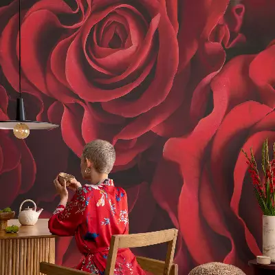Selbstklebende Fototapete mit rotem Rosenmotiv