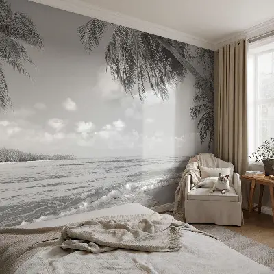 Selbstklebende Fototapete fürs Wohnzimmer mit tropischem Paradies-Motiv