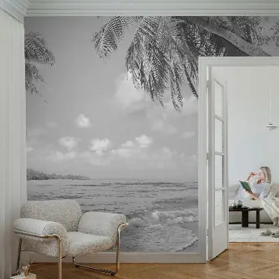 Selbstklebende Fototapete fürs Wohnzimmer mit tropischem Paradies-Motiv