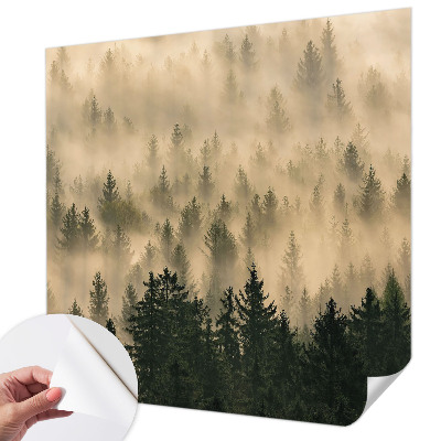 20D-Fototapete fürs Wohnzimmer mit Waldnebel-Motiv