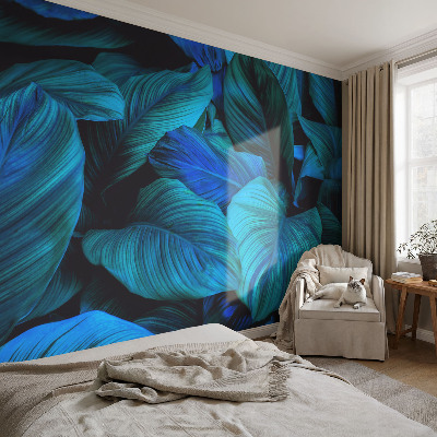 Selbstklebende Fototapete fürs Kinderzimmer Blaue Blätter