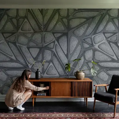 21D-Fototapete fürs Schlafzimmer mit geometrischem Muster