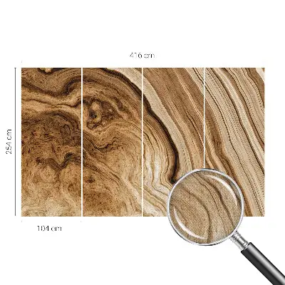 21D-Fototapete fürs Wohnzimmer mit Holzmaserung