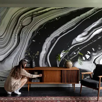 Selbstklebende Fototapete fürs Kinderzimmer mit monochromatischem Wellenmuster