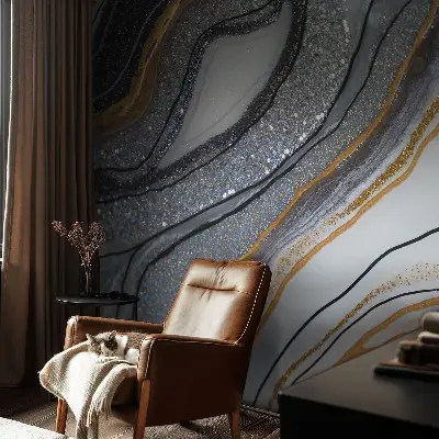 Selbstklebende Fototapete fürs Schlafzimmer mit Steinwellen-Motiv