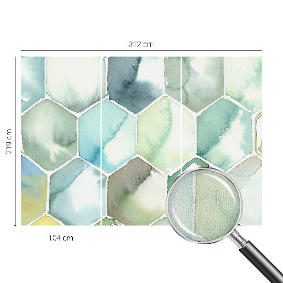 22D-Fototapete mit pastellfarbenen Sechsecken