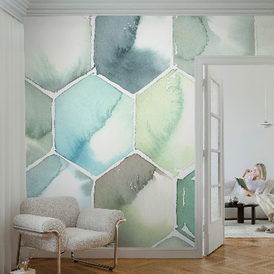 22D-Fototapete Pastellfarbene Sechsecke