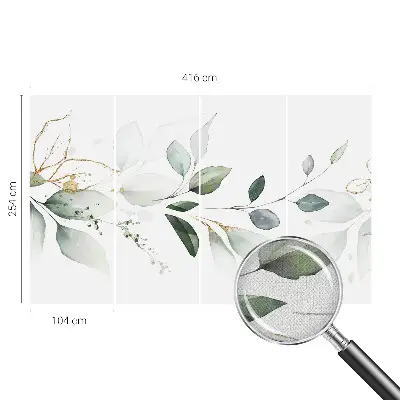 Selbstklebende Fototapete fürs Wohnzimmer mit grünem Blattmuster