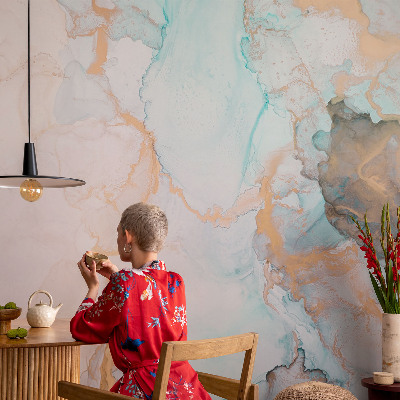Selbstklebende Fototapete fürs Kinderzimmer mit Aquarellwellen als Motiv