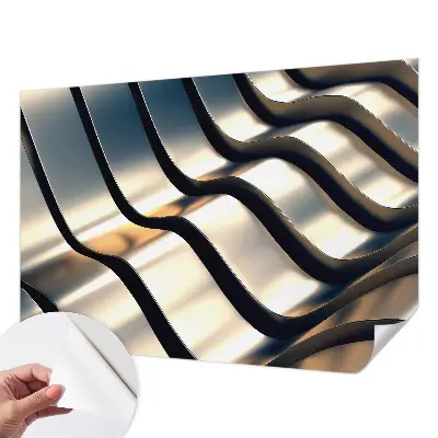 Fototapete in 3D-Optik mit Metallwellen-Motiv