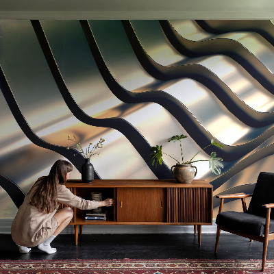 Fototapete in 3D-Optik Metallwellen