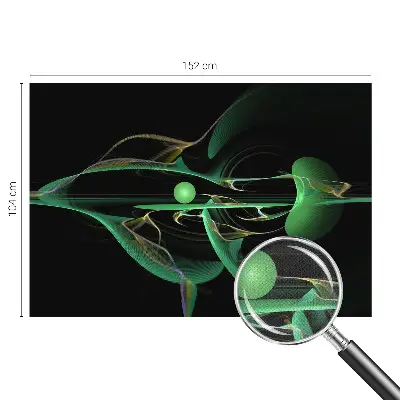 23D-Fototapete fürs Wohnzimmer mit grünem Wellenmotiv