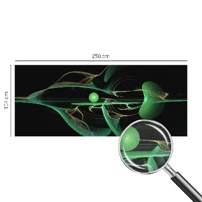 23D-Fototapete fürs Wohnzimmer mit grünem Wellenmotiv