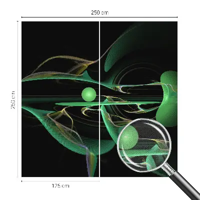 23D-Fototapete fürs Wohnzimmer mit grünem Wellenmotiv