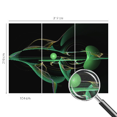23D-Fototapete fürs Wohnzimmer Grüne Wellen
