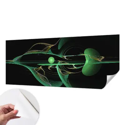 23D-Fototapete fürs Wohnzimmer mit grünem Wellenmotiv