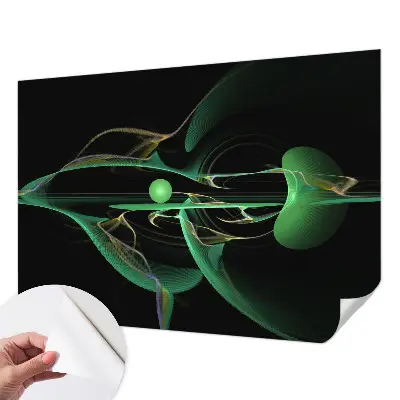 23D-Fototapete fürs Wohnzimmer mit grünem Wellenmotiv