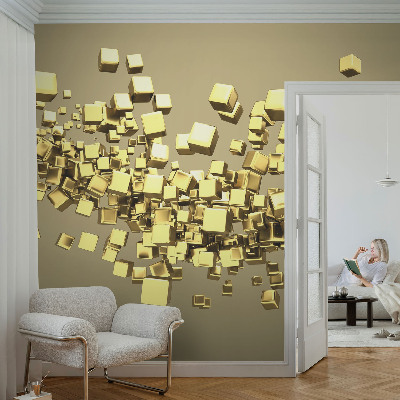 Motivtapete fürs Wohnzimmer mit kreativem Würfelmotiv