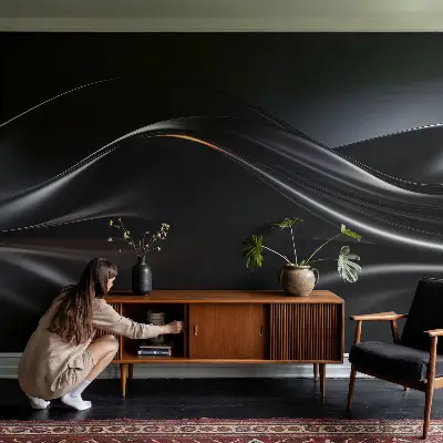 Motivtapete nach Maß mit metallic-schimmerndem Wellenmuster