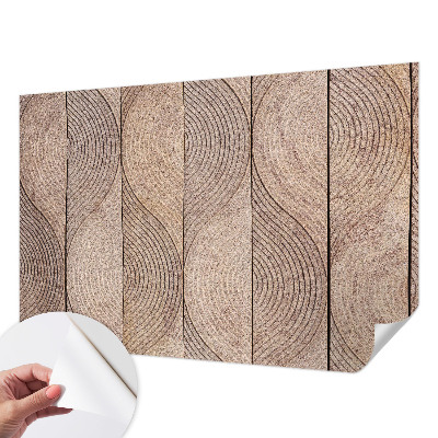 Selbstklebende Fototapete fürs Wohnzimmer mit wellenförmigem Holzdesign