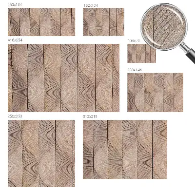 Selbstklebende Fototapete fürs Wohnzimmer mit wellenförmigem Holzdesign