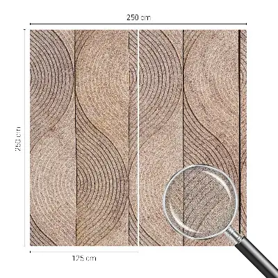 Selbstklebende Fototapete fürs Wohnzimmer mit wellenförmigem Holzdesign
