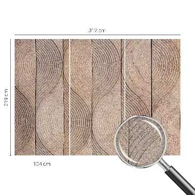 Selbstklebende Fototapete fürs Wohnzimmer mit wellenförmigem Holzdesign