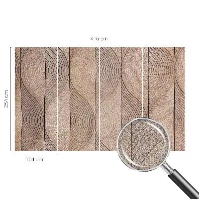 Selbstklebende Fototapete fürs Wohnzimmer mit wellenförmigem Holzdesign